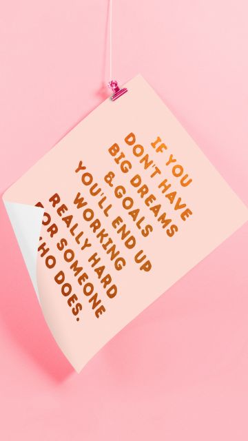 Big dreams, Goal, Hard work, Looser, Popular quotes, Motivational, Inspirational quotes, Peach background, Pastel background