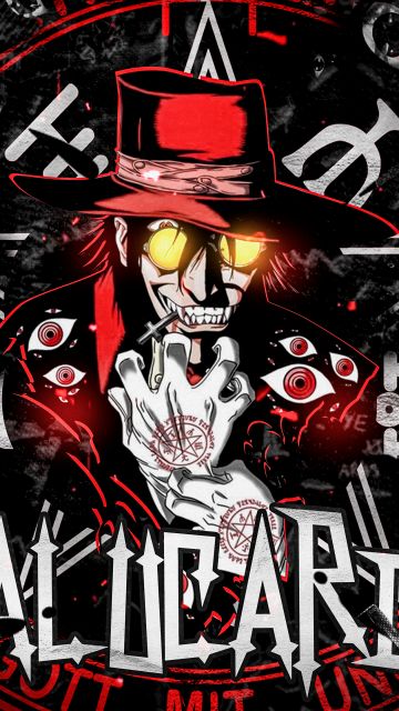 Alucard, AI art, Hellsing, Red background, 5K