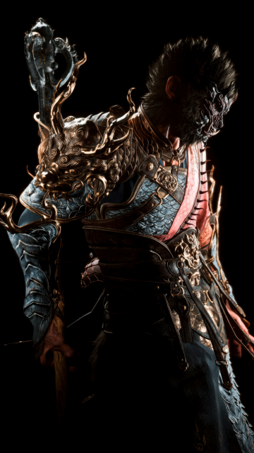 Black Myth: Wukong, Armor, Destined One, AMOLED, Black background, 5K, 2024 Games