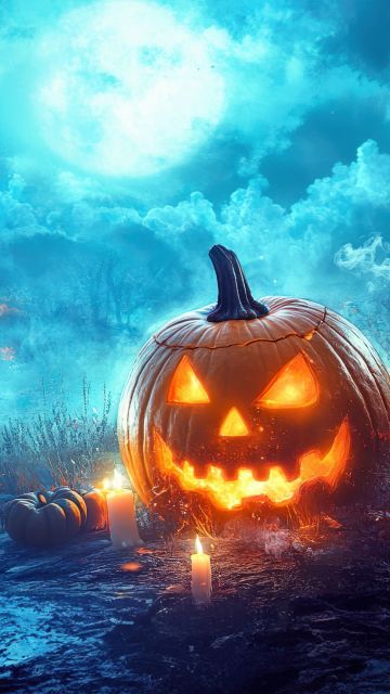 Haunted house, Halloween night, Halloween pumpkins, AI art, 5K