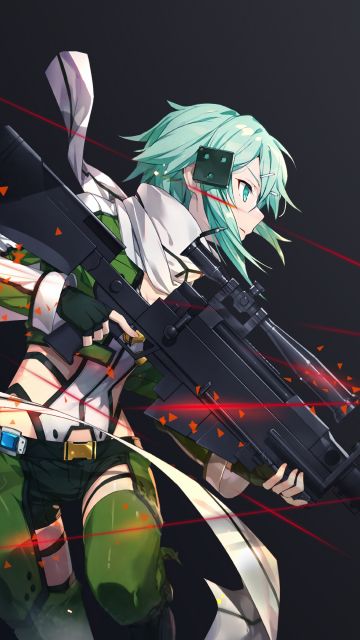 Sinon (Shino Asada), Sniper, Dark background, Sword Art Online