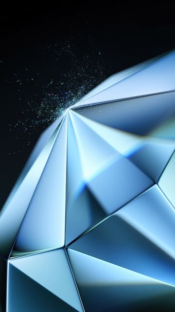 Blue abstract, Diamond, Tecno Phantom V Fold 2 Stock, Dark background