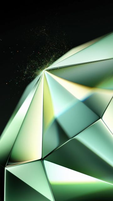 Green abstract, Diamond, Tecno Phantom V Fold 2 Stock, Dark background