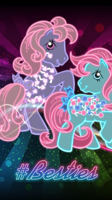 Love Melody, Sweet Tooth, My Little Pony, Best friends, Neon art, Glitter background, Rainbow colors, Colorful background