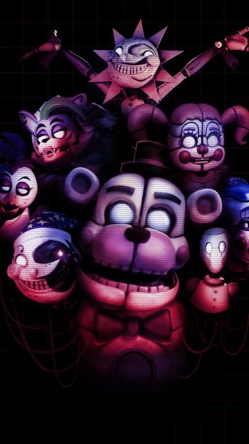 Five Nights at Freddy's, Dark aesthetic, Dark background, FNAF, Chica (FNAF), Bonnie (FNAF), Freddy (FANF), Animatronics