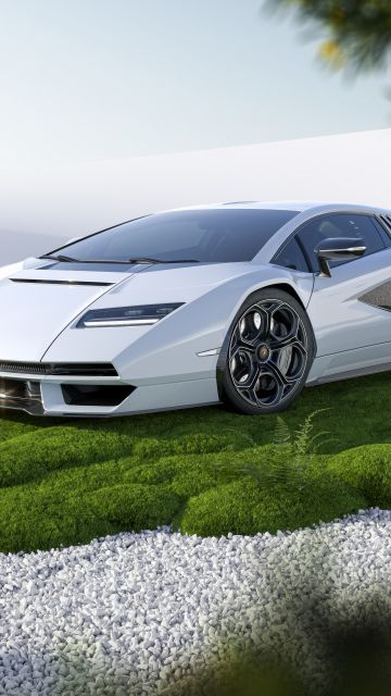 Lamborghini Countach LPI 800-4, CGI, 5K, White aesthetic