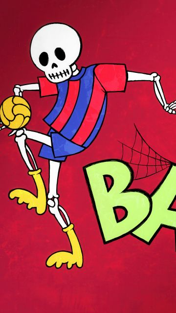 Barca, Skeleton, Red background, FC Barcelona, Jersey, 5K