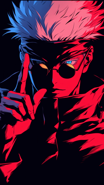 Satoru Gojo, JJK, AMOLED, 5K, Black background, Red aesthetic, Jujutsu Kaisen