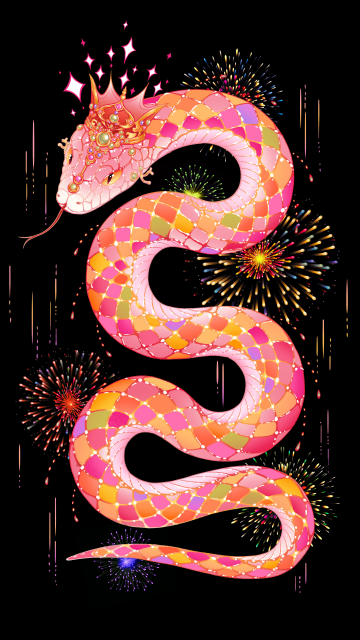 Year of the Snake, 2025, Chinese New Year, AMOLED, Black background, 5K, 8K