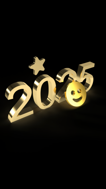 2025 New Year, Smiley, Dark aesthetic, Dark background