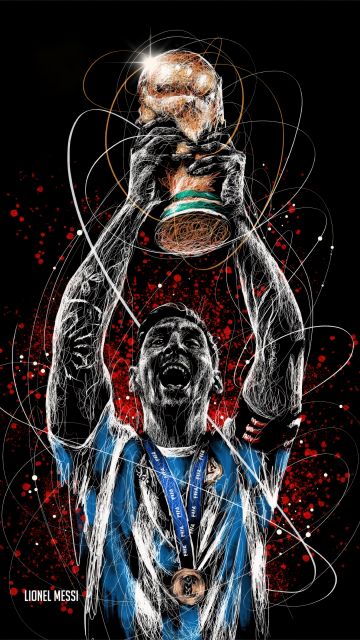 Lionel Messi, World Cup 2022, Black background, Artwork, AMOLED, 5K