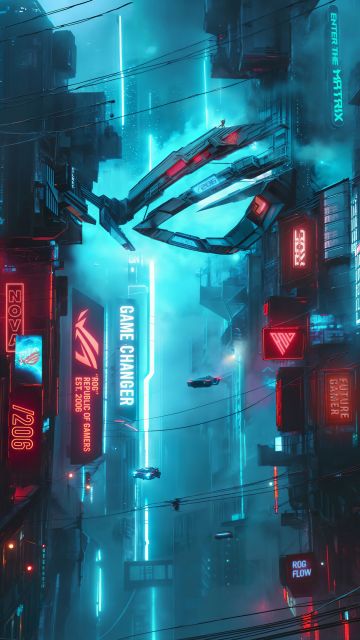 ASUS ROG, Metropolis, Futuristic city, Cyberpunk