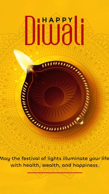 Happy Diwali, Hindu festival, Festival of lights, Yellow background, Indian festival, 5K