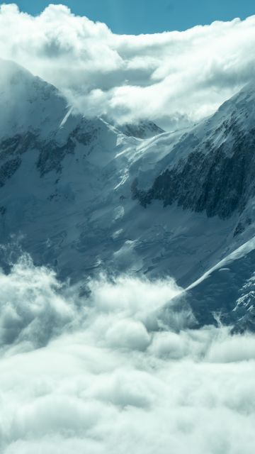 Cloudy, Mountains, Mountain Landscape, Mountain range, Snowcapped mountains, Cloudy Sky, 5K