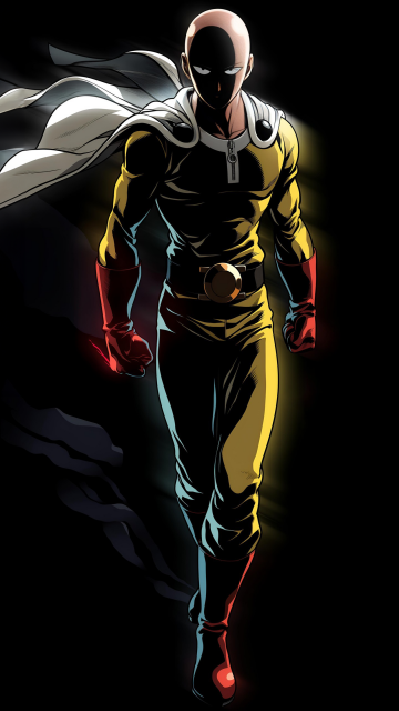 Saitama, Dark aesthetic, One Punch Man, 5K, AMOLED, Black background