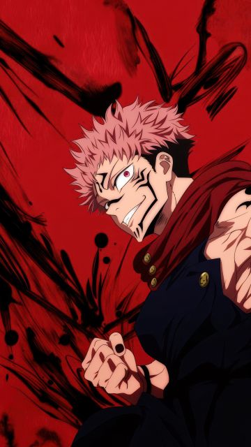 Sukuna, Red background, Jujutsu Kaisen, 5K