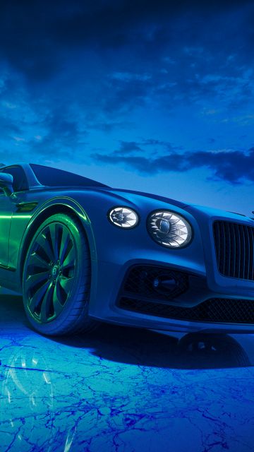 Bentley Flying Spur, CGI, Blue aesthetic