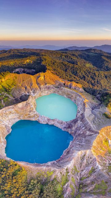 Kelimutu, Volcanic crater lake, Indonesia, Aerial view, Crater Lake