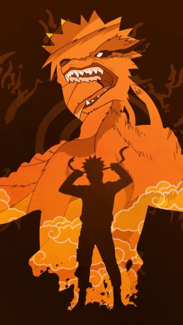 Naruto Uzumaki, Kuromi, Naruto Shippuden, Brown background, 5K