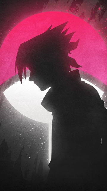 Sasuke Uchiha, Glow in dark, Dark aesthetic, Silhouette, Naruto, 5K, Dark background