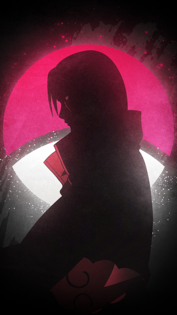 Itachi Uchiha, Glow in dark, Dark aesthetic, Silhouette, Naruto, 5K, Dark background