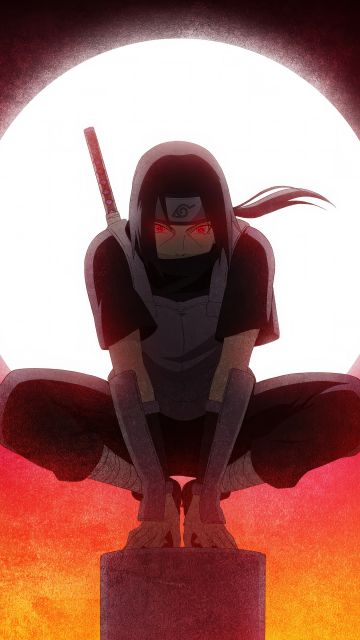 Itachi Uchiha, Iconic, Red aesthetic, 5K, Naruto, Red background