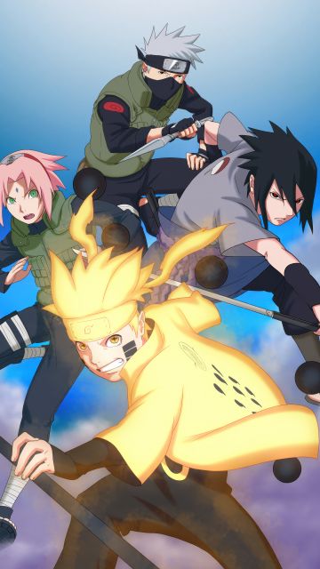 Naruto Team 7, Poster, 5K, Kakashi Hatake, Sasuke Uchiha, Sakura Haruno, Naruto Uzumaki