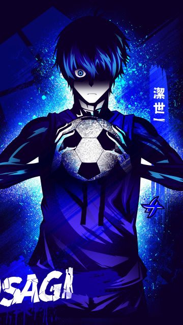 Yoichi Isagi, Blue aesthetic, Team Z, Anime series, Blue Lock, 5K, Dark blue