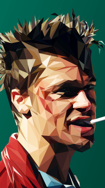 Brad Pitt, Tyler Durden, Fight Club, Low poly, Green background, Dope