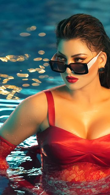 Urvashi Rautela, 8K, Swimsuit, Swimming Pool, Indian actress, 5K