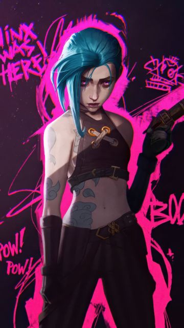 Jinx, Pink aesthetic, Arcane: League of Legends, 5K