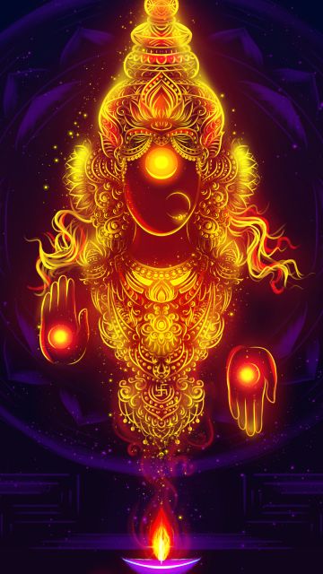 Goddess Lakshmi, Digital Art, Glowing, Hindu goddess, 5K