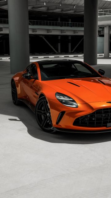 Aston Martin Vantage, V8 Twin Turbo Sportscar, 2025, 5K, 8K, Orange cars