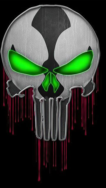 Spawn, Skull, Punisher, Black background, AMOLED