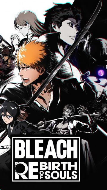 Bleach Rebirth of Souls, Key Art, 2025 Games, 5K, Black and White, Rukia Kuchiki, Ichigo Kurosaki, Sosuke Aizen