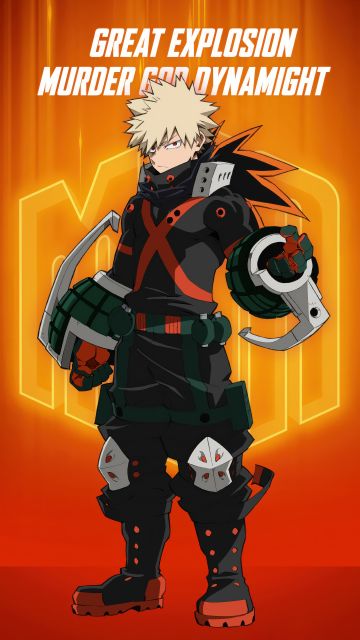 My Hero Academia, Katsuki Bakugo, Season 7, 5K, 8K, Orange background