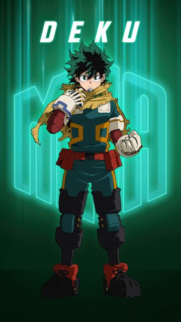 Izuku Midoriya (Deku), My Hero Academia, Season 7, 5K, Green background, 8K