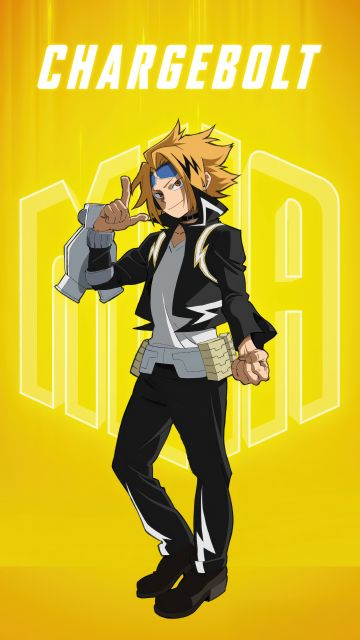 Denki Kaminari (Chargebolt), My Hero Academia, Season 7, 5K, Yellow background, Denki Kaminari, 8K