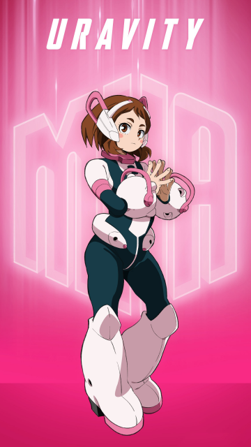 Ochaco Uraraka (Uravity), My Hero Academia, Season 7, 5K, Pink background, Ochaco Uraraka