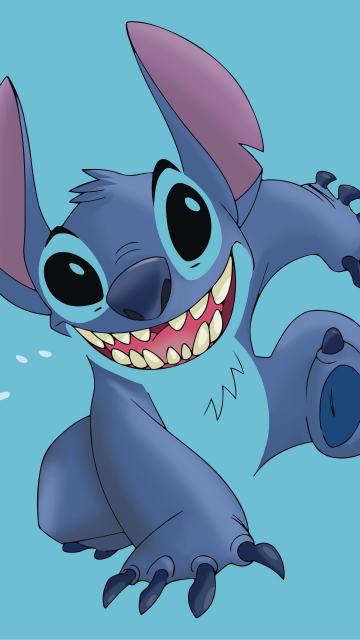 Stitch, 8K, Cyan background, Cartoon, 5K