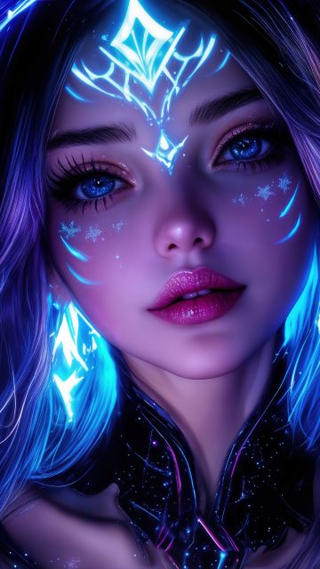 Dream girl, Neon art, Asian Girl, Anime girl, 5K, AI art