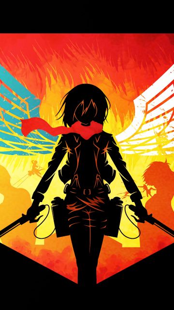 Attack on Titan, Mikasa Ackerman, Shingeki no Kyojin, Anime series, Season 3, Black background, AOT