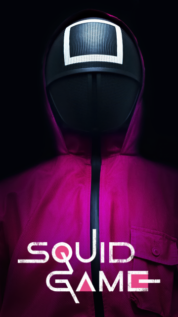 Squid Game, Square mask, 5K, Black background, Netflix series