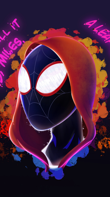 Miles Morales, Leap of Faith, Artwork, Neon art, Dark background, Marvel Comics