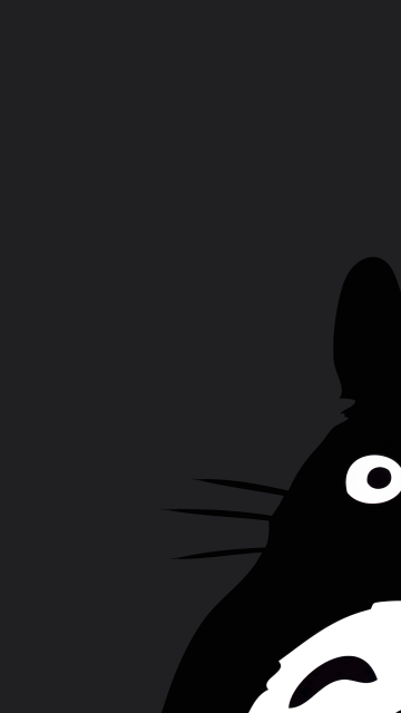 Totoro, Minimalist, Dark background, Black and White, My Neighbor Totoro, Studio Ghibli, Tonari no Totoro, 5K