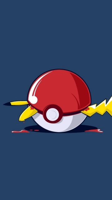 Pokeball, Pikachu, Minimalist, Blue background