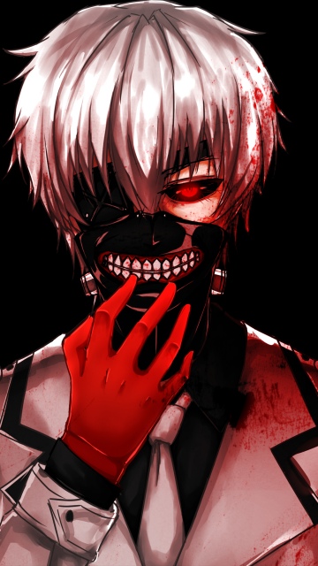 Ken Kaneki, Blood, AMOLED, Tokyo Ghoul, Black background