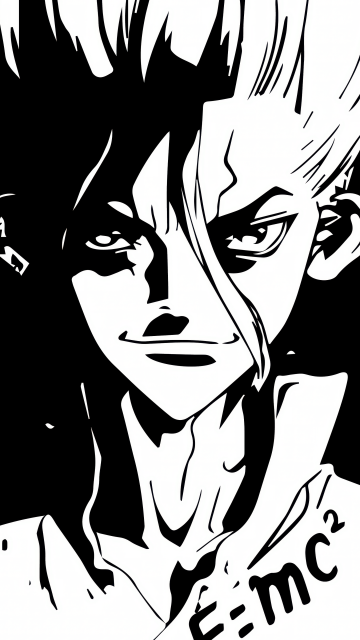 Senku Ishigami, AMOLED, Illustration, Black and White, Dr. Stone