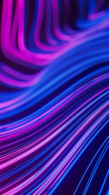 Cyberpunk, Abstract art, Glowing lines, Blue and Pink, Waves, Light trails, Neon Lights