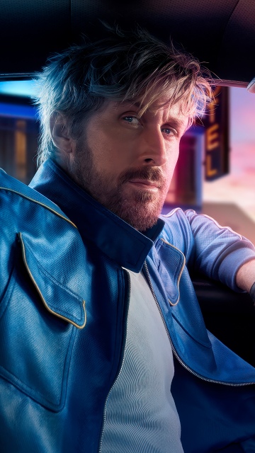 Ryan Gosling, Cinematic, Vintage car, Retro style, Leather jacket, 5K